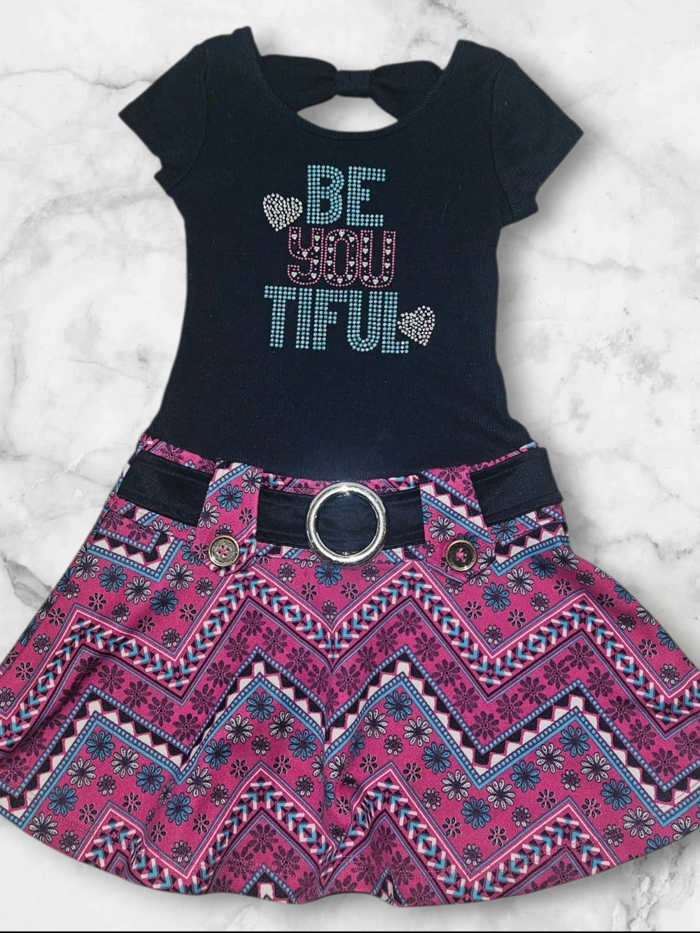 Girls Lilt Dress Size 6 Be You Tiful Rhinestone Pink Skater Dress